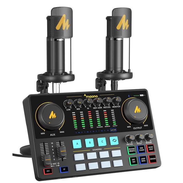Paquete de equipo de podcast MAONO MaonoCaster para 2 personas con micrófono