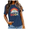 thumbnail image 1 of Hauts d'Été pour Femmes Imprimé Confortable et à la Mode T-Shirts à Manches Courtes pour Femmes Bleu S, 1 of 4