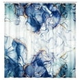 thumbnail image 3 of Blue Gold Marble Texture Shower Curtain Sets, Abstract Modern Fabric Shower Curtain for Bathroom, 3D Printing Durable Waterproof Washable Bath Curtain with Hooks 60X70in, 3 of 4