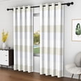 thumbnail image 5 of Lfeey Stripe Room Blackout Window Curtains, Drapes for Bedroom Living Room Kitchen Thermal Insulated 2 Panels, White, 42x63 inch, 5 of 6