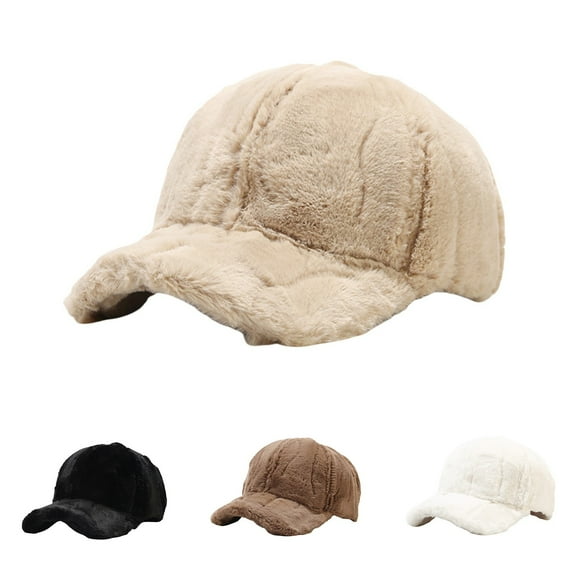 Unisex Plush Baseball Cap Winter Warm Wool Lambswool Style for Women Men