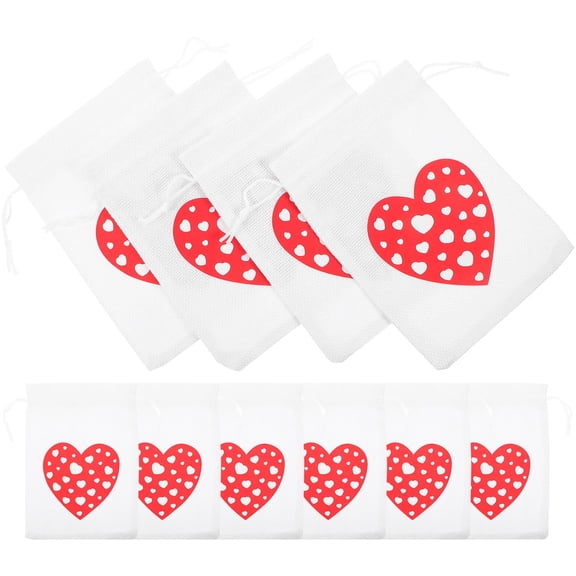 FELTECHELECTR Valentine Party Bags 10Pcs Heart Shaped Cotton Linen for Special Occasions