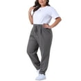 thumbnail image 2 of Agnes Orinda Women's Plus Size Pants Straight Leg Drawstring Elastic Work Trousers 3X Grey, 2 of 5