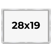 28x19 Frame Silver Whitewashed Wood Grain Solid Wood Shadow Box | 0.75 Inch Moulding Width | 0.75