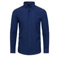 thumbnail image 4 of Iugvhana Men's Four Side Silk Dress Shirt Stretch Slim Lapel Long Sleeve Casual Business Wedding Shirt Tops Button Down Shirt Navy L, 4 of 4