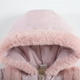 thumbnail image 5 of Girls' Fleece Lined Winter Jacket with Faux Fur Trim Hood, Thickened Cotton Coat Triple Layer Warmth, Windproof Mid-Length Outerwear for Cold Weather Protection Pink, 5 of 9