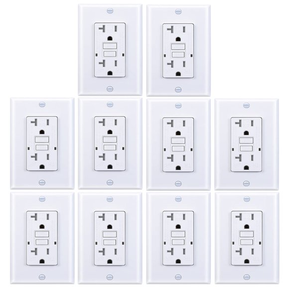 3GRACE 20 Amp GFCI Outlet, Tamper-Resistant, Weather Resistant Receptacle Indoor or Outdoor Use, LED Indicator with Decor Wall Plates and Screws,U