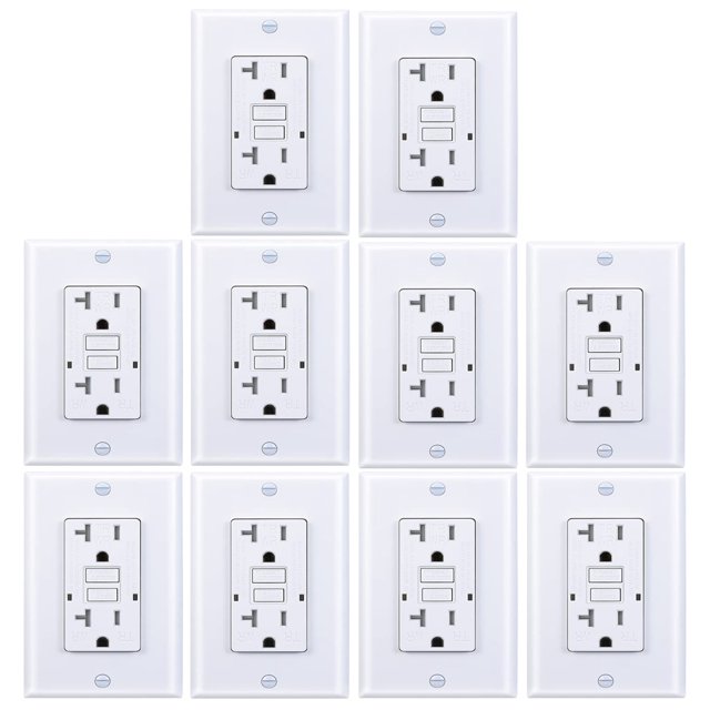 3GRACE Prise GFCI de 20 A, Résistante à l'Altération, Récipient Résistant aux Intempéries pour Usage Intérieur Ou Extérieur, Indicateur DEL avec Plaques Murales Décoratives et Vis,U