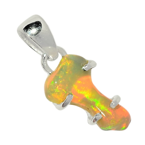 Ethiopian Opal Rough 925 Sterling Silver Pendant Jewelry ALLP-12949