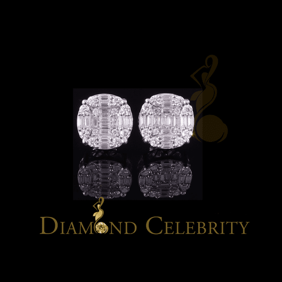 Diamond Celebrity's Men's/Womens 925 Silver White 2.00ct VVS 'D' Moissanite Round Stud Earrings