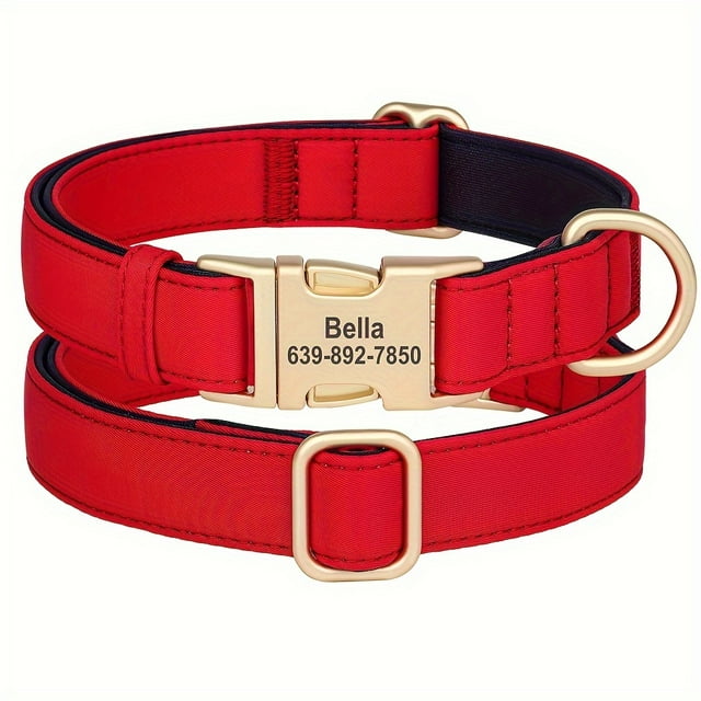 SUTENGDA Durable Polyamide Adjustable Dog Collar - Custom Engraved Comfortable Soft Lining Waterproof Quick-Dry with Personalized Name Tag for Small to Large Dogs
