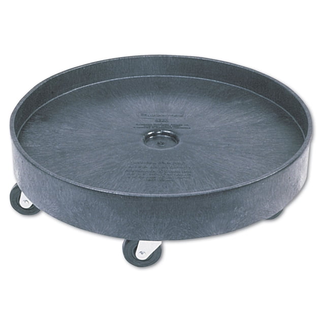 Rubbermaid Commercial Products Plataforma rodante universal para tambor para contenedor redondo de 55 galones, plataforma rodante de plástico resistente de color negro con capacidad de 500 libras, con
