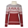 thumbnail image 3 of Luxalzxs Christmas Sweaters for Women 2023 Casual Vintage Reindeer Pattern Pullover Long Sleeve Turtleneck Knitted Sweater Tops, 3 of 4