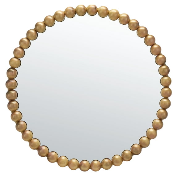 SAFAVIEH Pace 30 in. Geometric Round Mirror, Burnt Brass