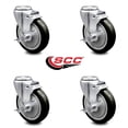 thumbnail image 2 of 5 Inch Black Polyurethane Wheel Swivel Bolt Hole Caster Set with Brake SCC, 2 of 2
