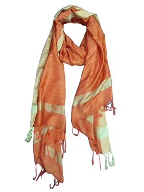 Women's Orange Cotton Long Scarf Meditation Wrap Shawl Dupatta