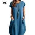 thumbnail image 3 of fastboy Polyester Femmes Robe de Remplacement Sans Manches Occasionnel Été Respirant Col Rond Double Poche Robes de Filles à la Mode Bleu 3XL, 3 of 5