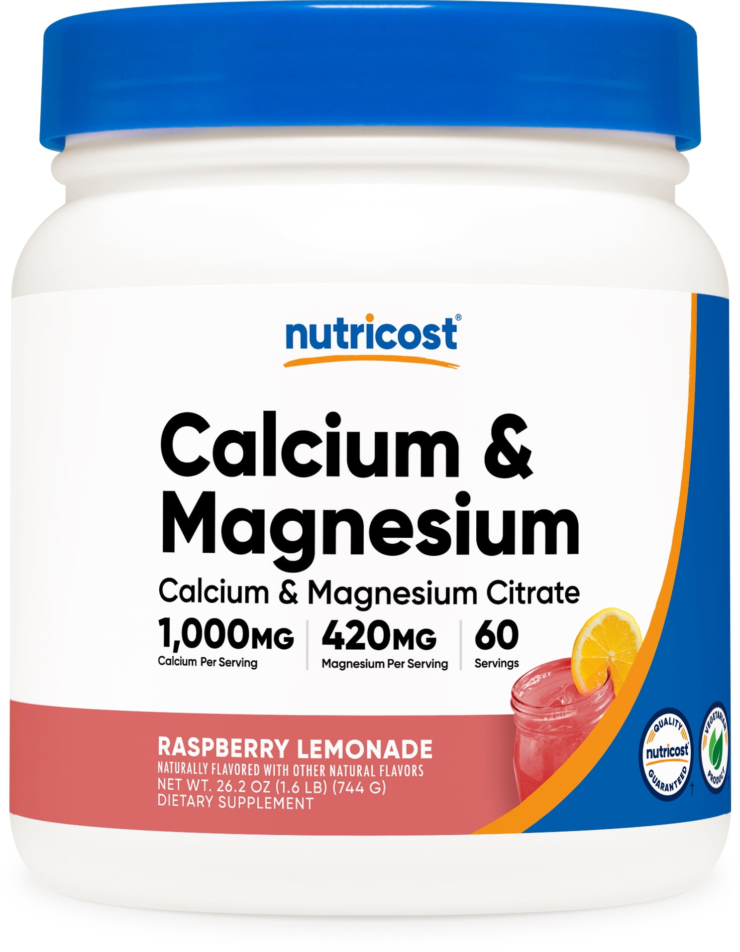 Nutricost Calcium Magnesium Powder (Raspberry Lemonade, 60 Servings) - Non-GMO, Gluten Free