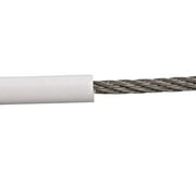 STAINLESS PVC WIRE ROPE CABLE, 7 X 7, 3/16" X 5/16" CUTS WHITE (SOLD PER FOOT)