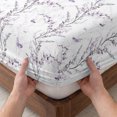 thumbnail image 3 of Twin Sze Fitted Sheet Set - Purple Botanical 2 Piece Bedding Sets 16" Deep Pocket Fitted Sheet with 1 Pillowcase, Butterfly Spring Floral Summer Botanical Brushed Microfiber Hotel Luxury Bed Sheets, 3 of 9