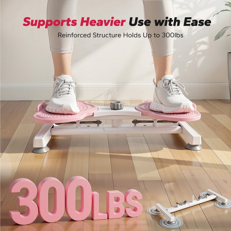 MERACH Slim Waist Twister, Silent Ab Toner for Women, 300 lbs Capacity, Core Workout Board for Home Gym, Pink