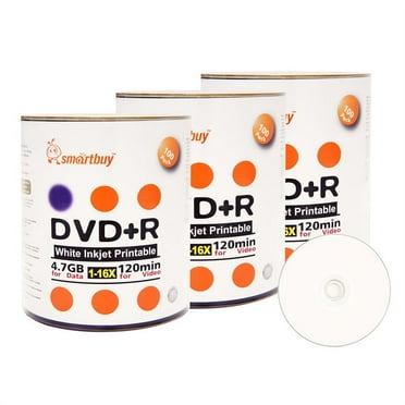 1800 Pack Smartbuy 16X DVD-R 4.7GB 120Min White Inkjet Hub Printable ...