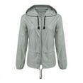 thumbnail image 4 of Veste à Capuche pour Femmes Imperméable à Cordon, Manteau de Pluie de Randonnée, Manteau d'Extérieur, Manteau de Sport de Plein Air, 4 of 5