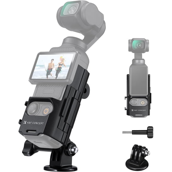 K&F CONCEPT Expansion Adapter Mount Compatible with DJI Osmo Pocket 3, Extended Mounting Bracket Frame with Cold Shoe Mount/ 1/4" Screw Hole, Fit Action Camera Port
