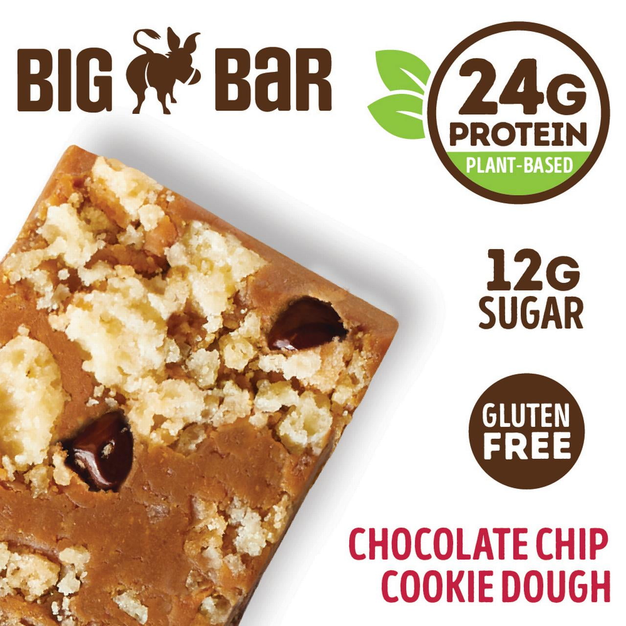 Cookie-fied Big Bar Chocolate Chip Cookie Dough, Plant-Based Protein Bar, Gluten-Free, Vegan and Non-GMO, 12 Count