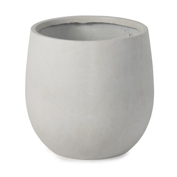 Ash & Ember 17" Hardy Satin Ivory Planter, Lightweight Fiberstone with Weather-Resistant Finish
