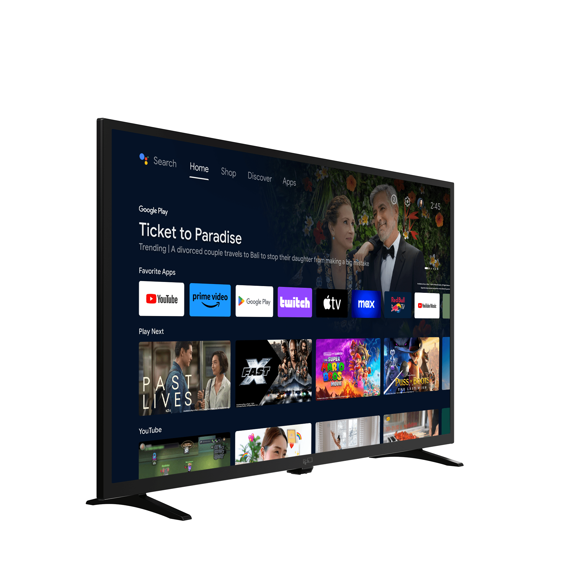 FPD 32-inch Smart TV, 720P HD Android TV with Google Play Built-in Chromecast, Dolby Audio, Hdr 10, Flat Television with Assistant Voice Control