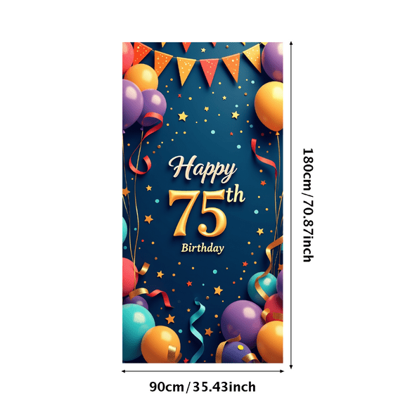 LUUFILx 75th Birthday Celebration Banner Polyester Background Decoration for Party Supplies Backdrop Photography Props Happy Birthday Decors