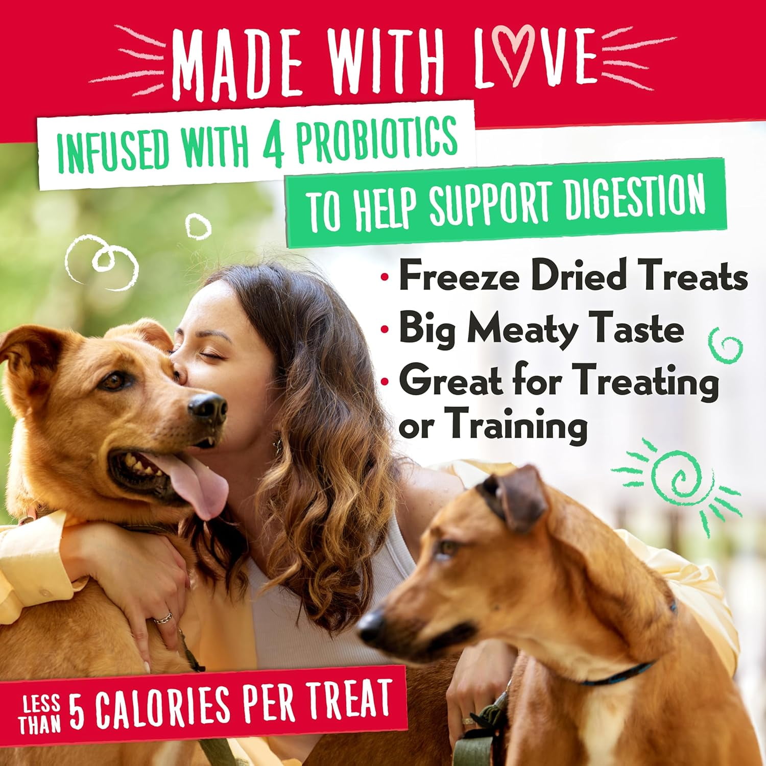 Charlee Bear Grain Free Meaty Bites Freeze Dried Dog Treats with Probiotics, Puppy Training Snacks, Soft Dog Bites Chicken with Blueberries, 2.5 oz Bags (2), Made USA
