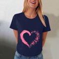 thumbnail image 2 of Women Breast Cancer Print T Shirt Short Sleeve Women Short Sleeve Round Neck Tee Comfy Casual Vacation Clothes, 2 of 8