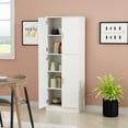 thumbnail image 4 of MONSLIPA Freestanding Storage Cabinet with 3 Adjustable Shelves, 4-Door Kitchen Pantry for Dining, Living Room,White, 4 of 6
