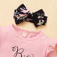thumbnail image 5 of Eleanos Summer Baby Girl Long Sleeve Letters Romper Tops Floral Print Trousers Headband Outfits Clothes, 5 of 5