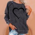 thumbnail image 2 of Besolor Chandail en Molleton Décontracté pour Femmes Imprimé Cœur Col Rond Manches Longues Blouse Ample Confortable Automne, 2 of 5