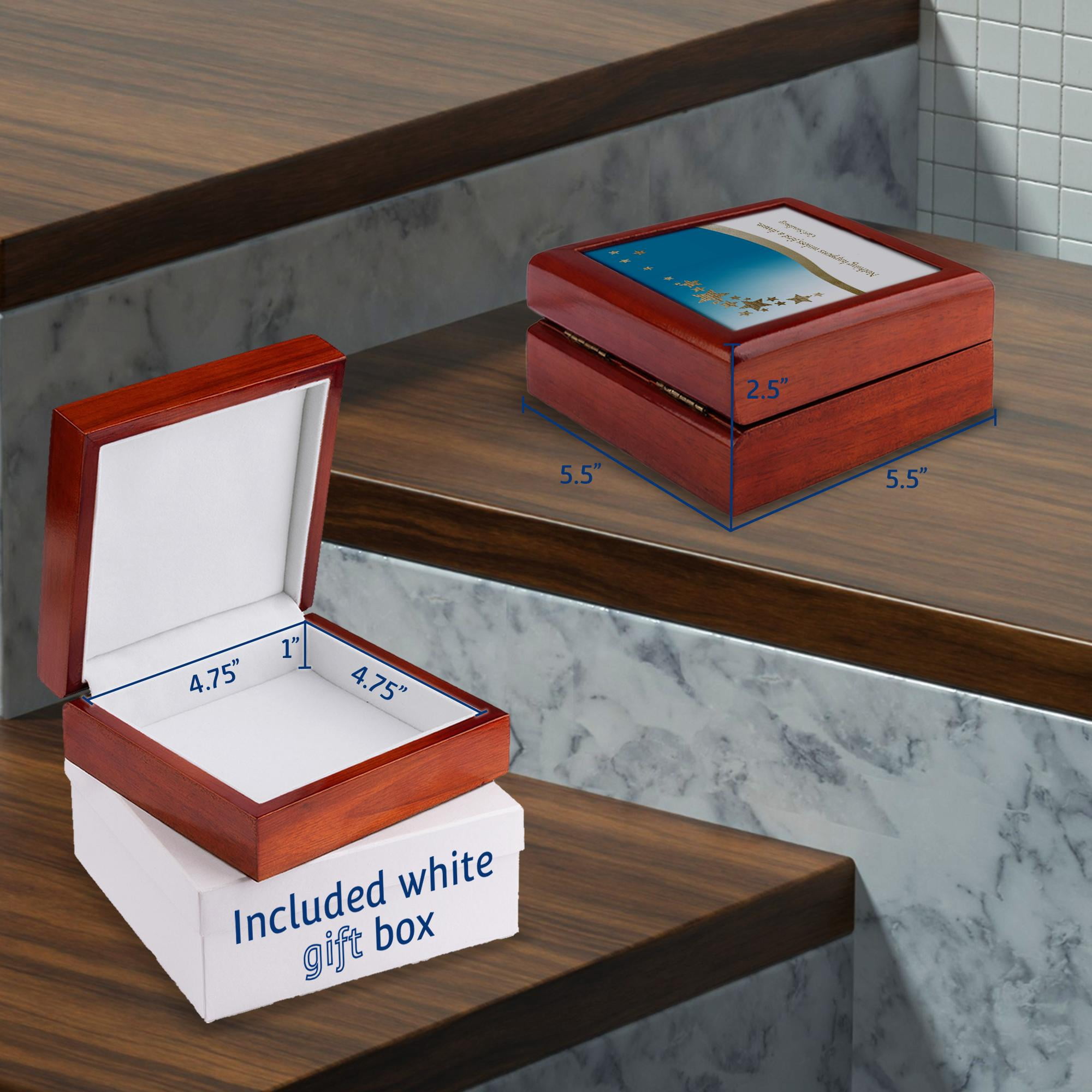 3dRose, Nothing happens unless, Gold Stars on Aqua Green, Graduation, Jewelry Box 5.5x5.5 inch with 4 inch tile