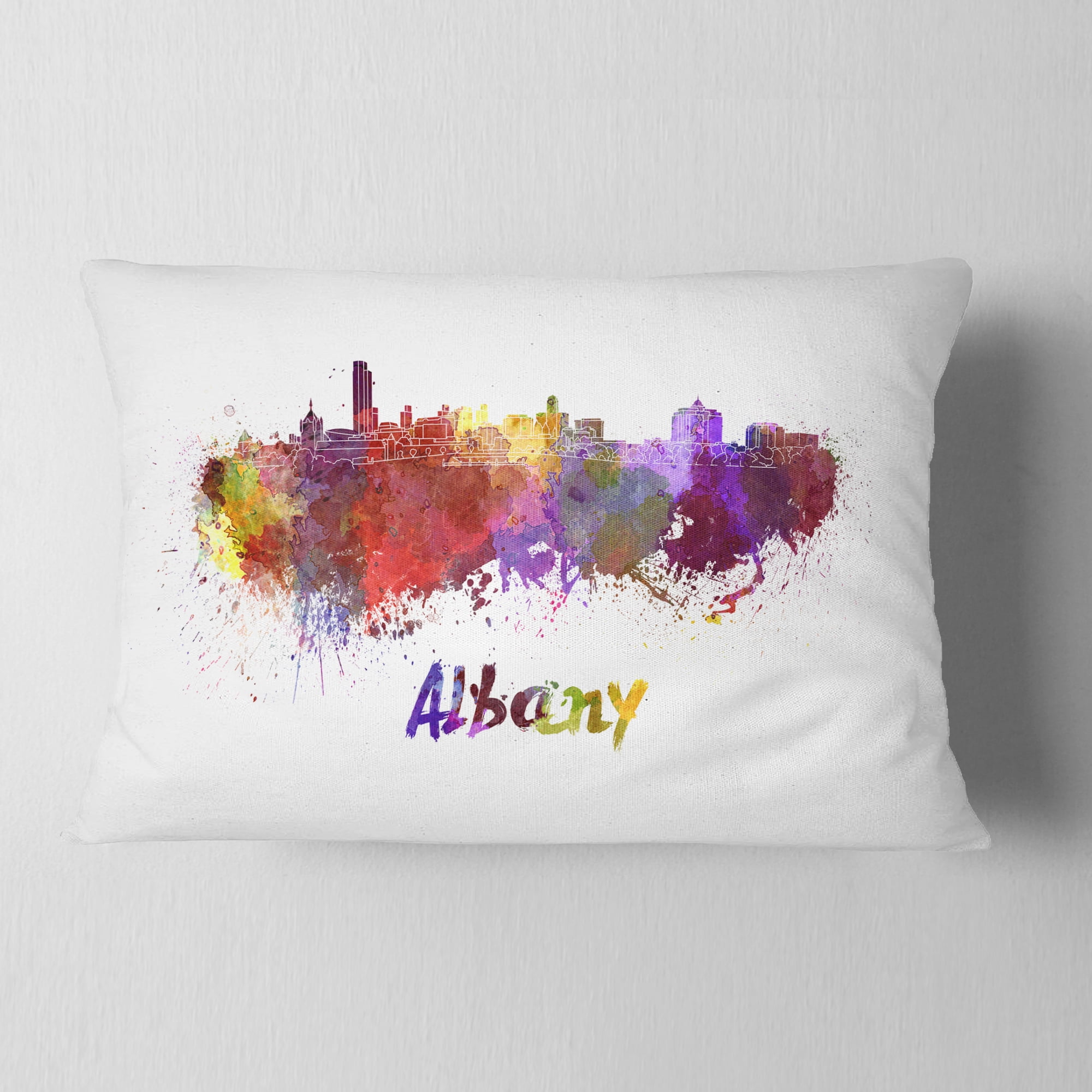 Designart Albany Skyline - Cityscape Throw Pillow - 12x20