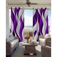 thumbnail image 2 of Purple White Moire Blackout Curtains for Bedroom/Living Room, Thermal Insulated Kitchen Curtains, Modern Abstract Art Grommet Darkening Window Treatment Drapes 42"x84"x2, 2 of 8
