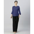 thumbnail image 7 of Moomaya Womens Solid Bell Sleeves Top, Round Neck Pleated Buttoned Viscose Top, 7 of 7