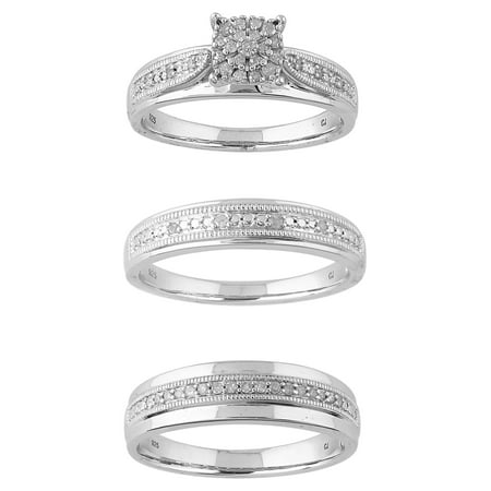 Forever Bride Round Diamond Engagement Wedding Ring Set, 0.25ct t.w, 925 Silver