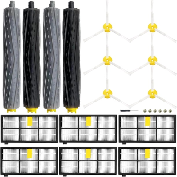 Paquete de 14 piezas de repuesto serie 800 900 para robot aspirador, 2 extractores de residuos, 6 filtros, 6 cepillos laterales y 6 tornillos