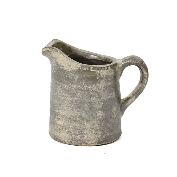 LuxenHome Rustic Farmhouse Brown Small Pitcher Terracotta Vase