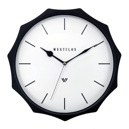 Westclox 12 Scallop Silent Sweep Black Wall Clock, Modern Minimal Design