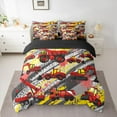 thumbnail image 2 of Homewish Kids Boys Red Truck 7 Pieces Bedding Comforter Set,Cartoon Car Theme Full Bedding Set Lightweight,Graffiti Splash Fitted Sheet Flat Sheet,Lightweight Room Decor,Reversible, 2 of 8