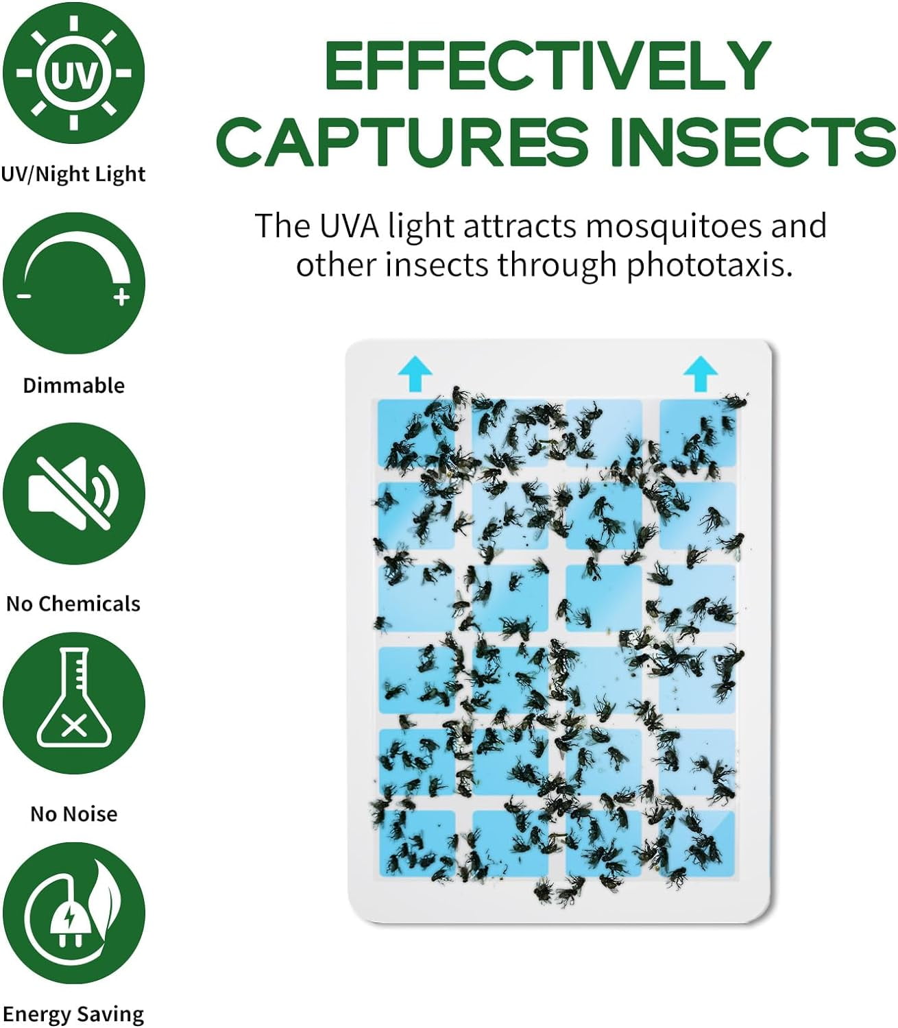 LZNewshow - Fly Trap Indoor, Fruit Fly Trap for Indoors, Plug-in Flying Insect Traps Catcher with UVA Attract Night Light Mode, for House Flies Bugs Mosquito Pest, White