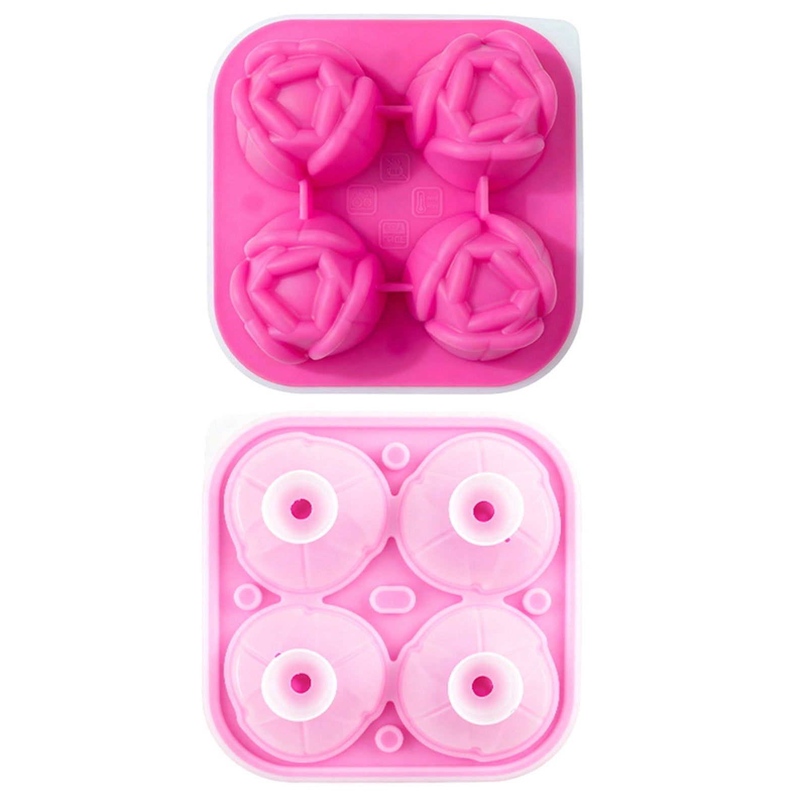 Werulen Flower Shape Silicone Ice Mold Flexible Reusable Easy Release Clean,Household Kitchen Freezer Drink Beverage Making,Ice Tray Mold,Ice Making Box,Kitchen Freezer Accessory