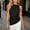 Black, variant on Women's Sleeveless High Neck Ruched Top Asymmetrical Hem Metallic Ring Detail Summer Casual Blouse