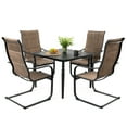 thumbnail image 5 of Nuu Garden 5-Piece Outdoor Dining Set, 4 Padded Textilene C-Spring Motion Chairs & 37” Metal Table with Umbrella Hole, Weather-Resistant Furniture Set with Ergonomic Design, Black and Brown, 5 of 10